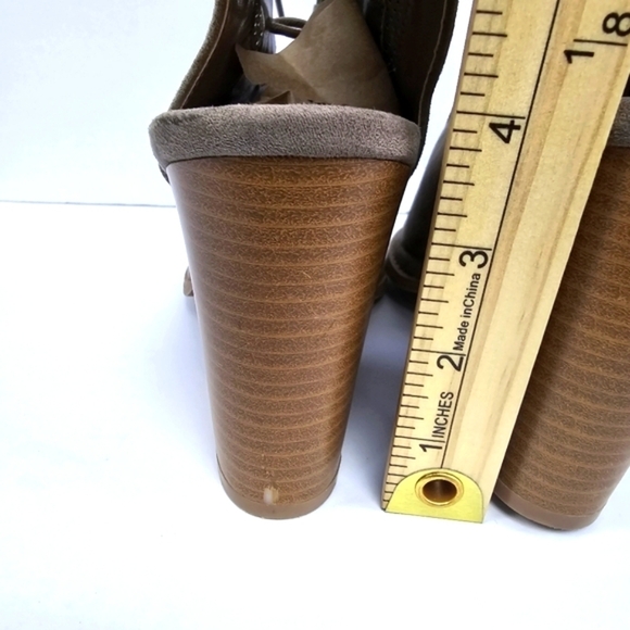 ALTAR'D STATE Lace Up Peep Toe Block‎ Heel Taupe Womens Size 8 - Picture 7 of 13